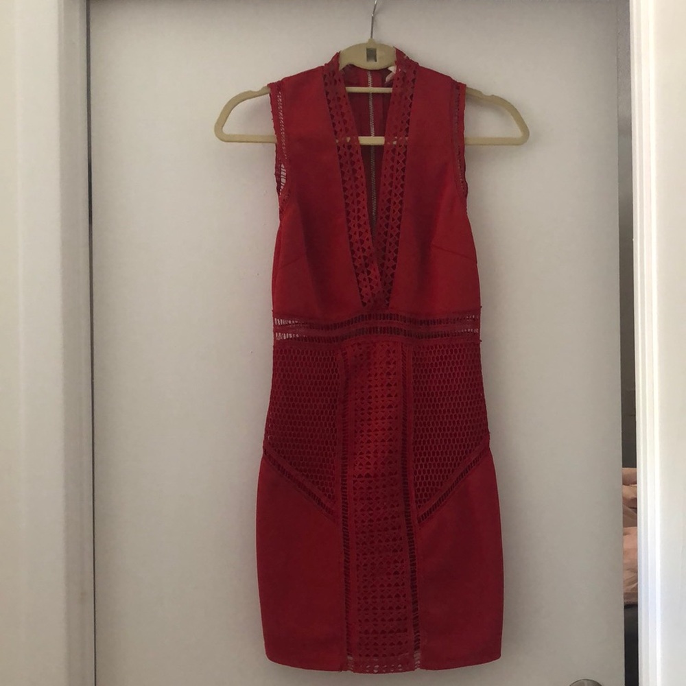 Red Mini Dress w/ Crotchet Details
